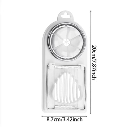2-In-1 Multi-Function Egg Slicer Preserved Egg Fruit Cutter Modern Kitchen Gadget Tool Durable Metal Plastic Easy Slice