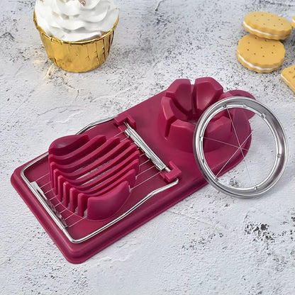 2-In-1 Multi-Function Egg Slicer Preserved Egg Fruit Cutter Modern Kitchen Gadget Tool Durable Metal Plastic Easy Slice